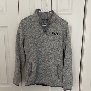 L.L. Bean Women’s Gray Quarter-Snap Fleece Pullover Sweater